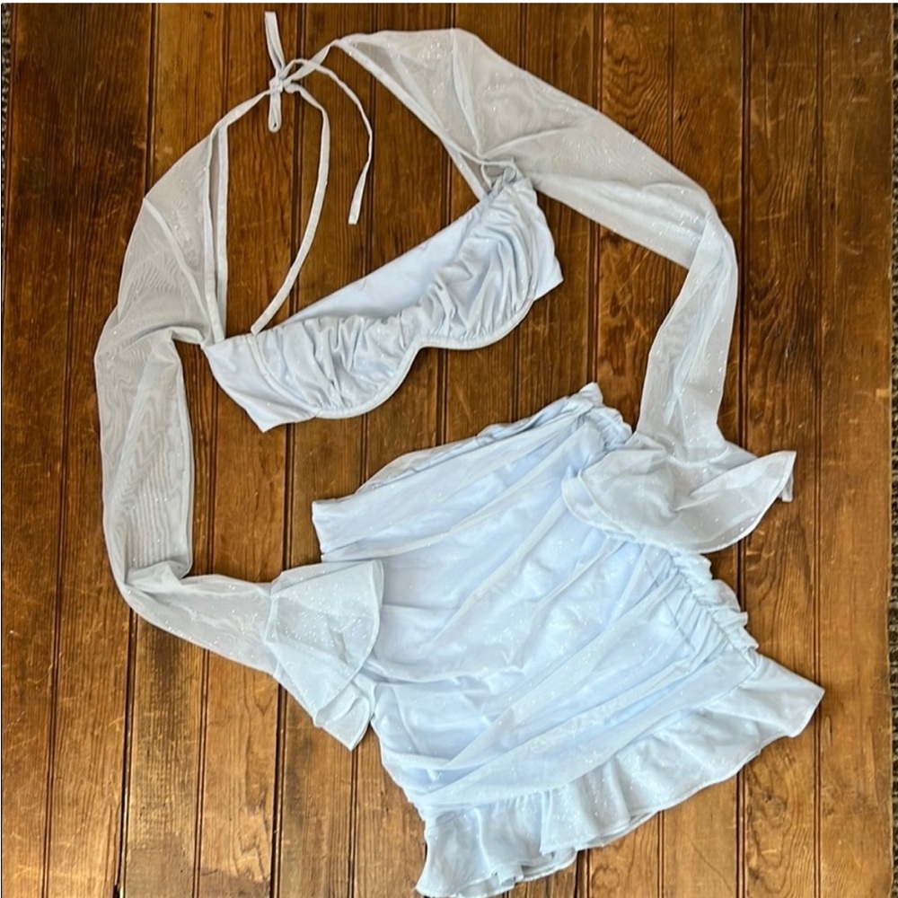 Babyboo Light Blue Two-Piece skirt set